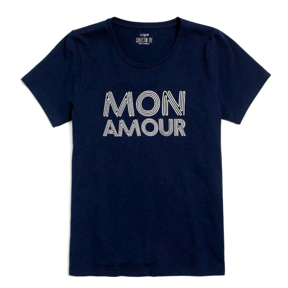 J.Crew Factory Mon Amour Navy Graphic Tee
